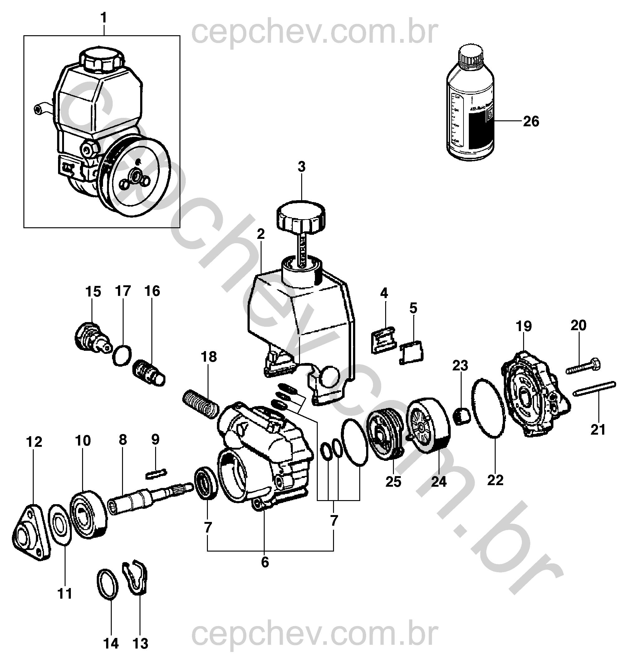 Componentes da bomba da direção hidráulica ZF para motor gasolina LM3