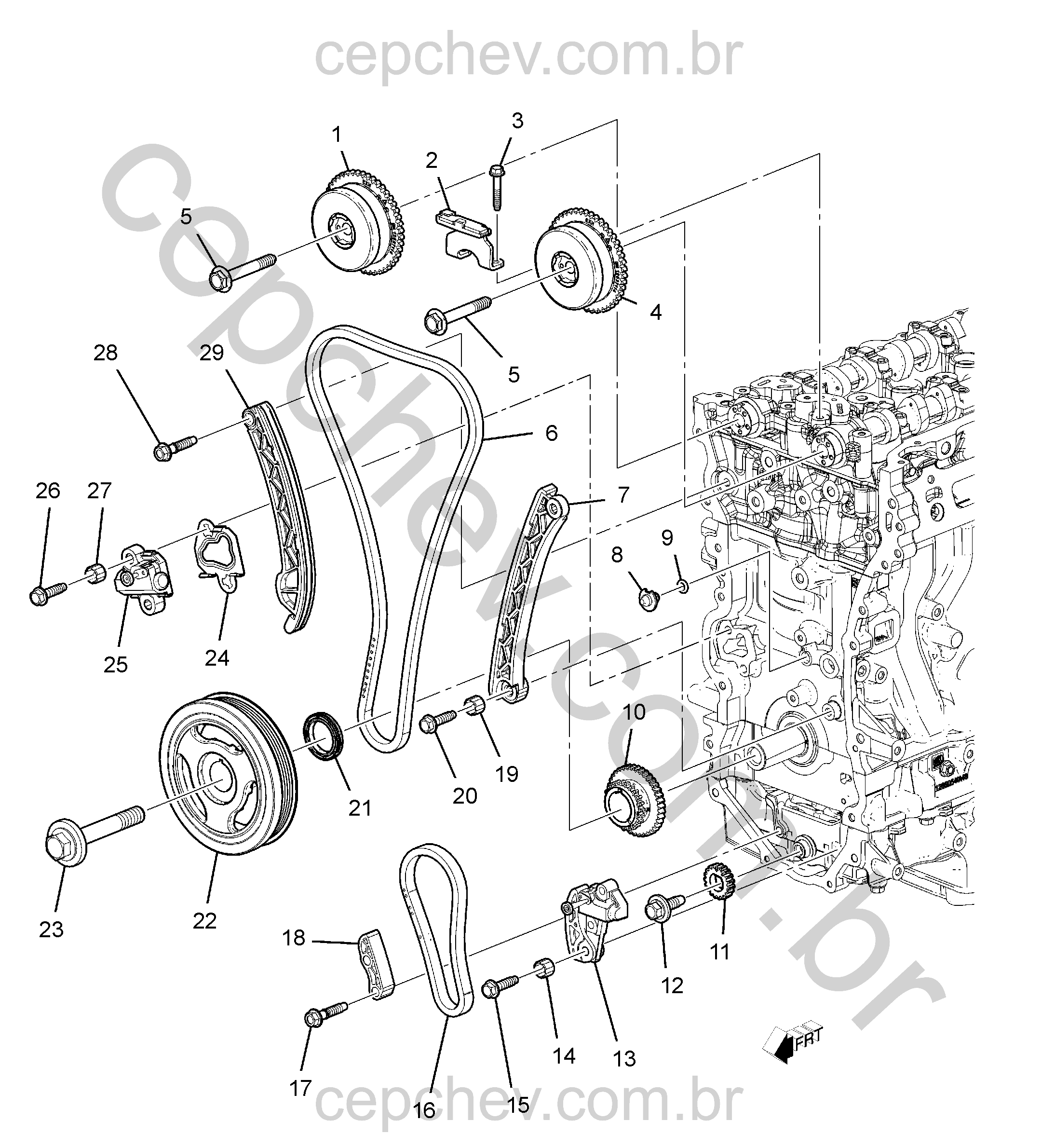 Correia e tensor de distribuição motor 2.0L L4 (2018–2019) LTG/2.0X