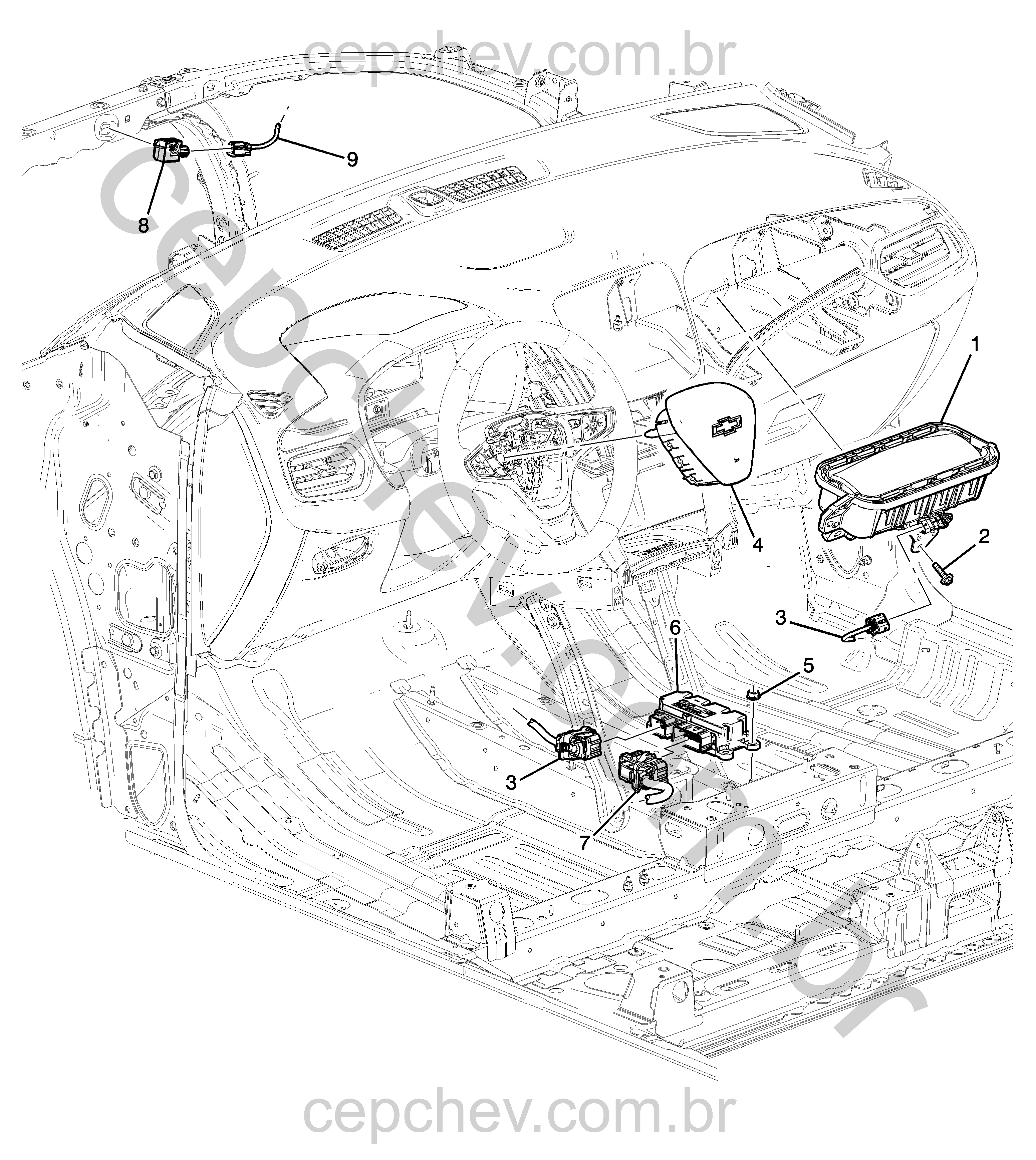 Sistema airbag motorista e passageiro com módulos e sensores completos