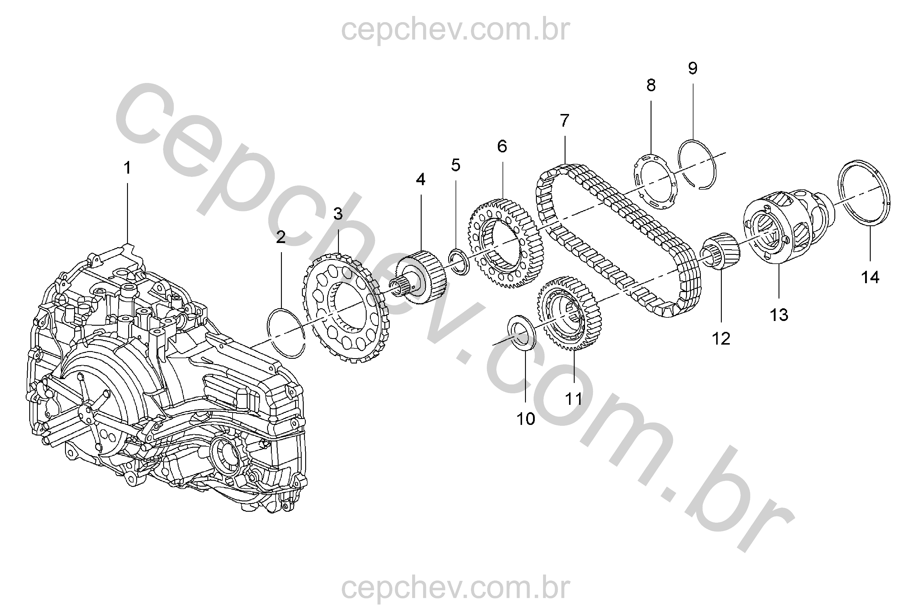 Transmissão automática e articulação de acionamento (2013–2014)