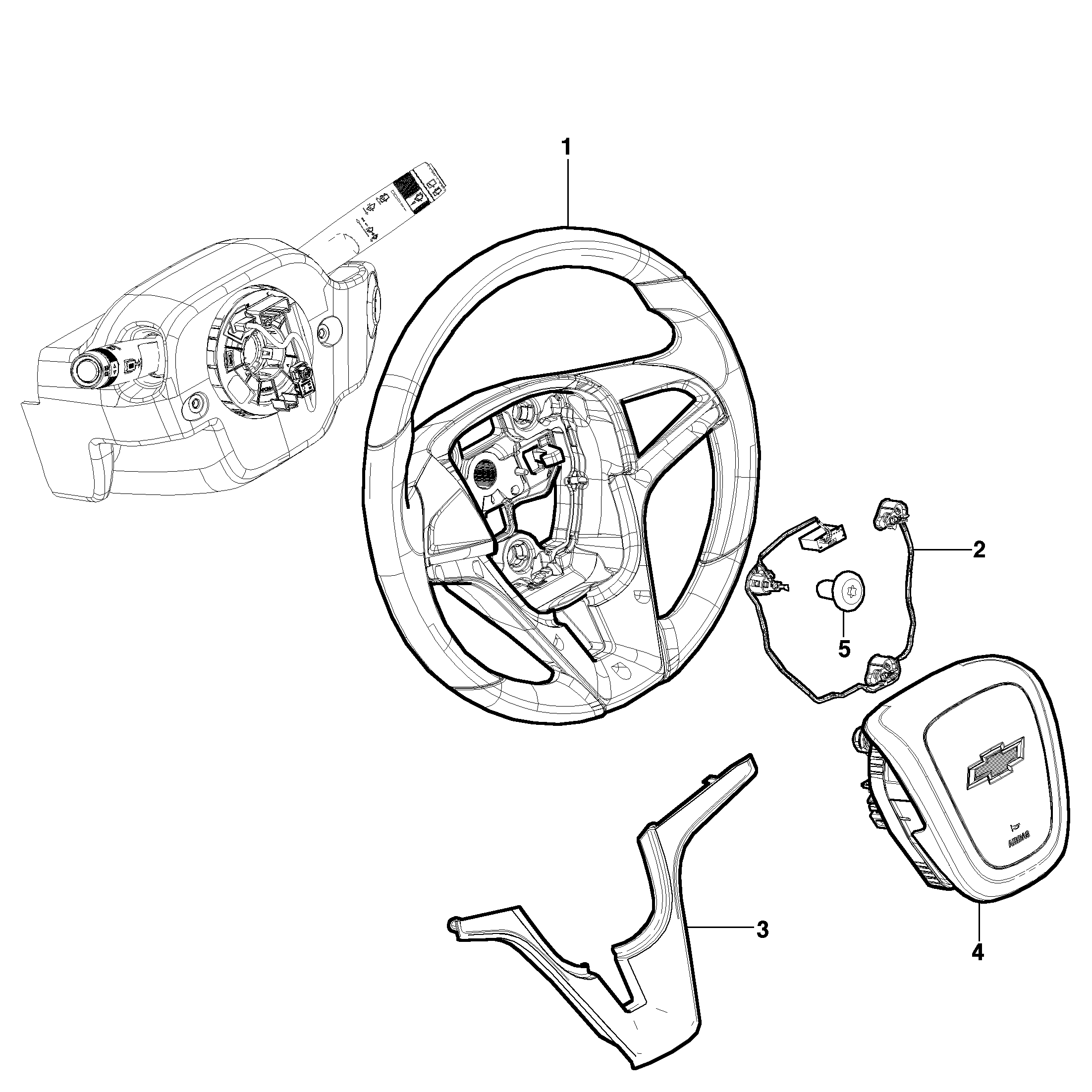 Volante de direção, airbag e componentes elétricos (exc K34)