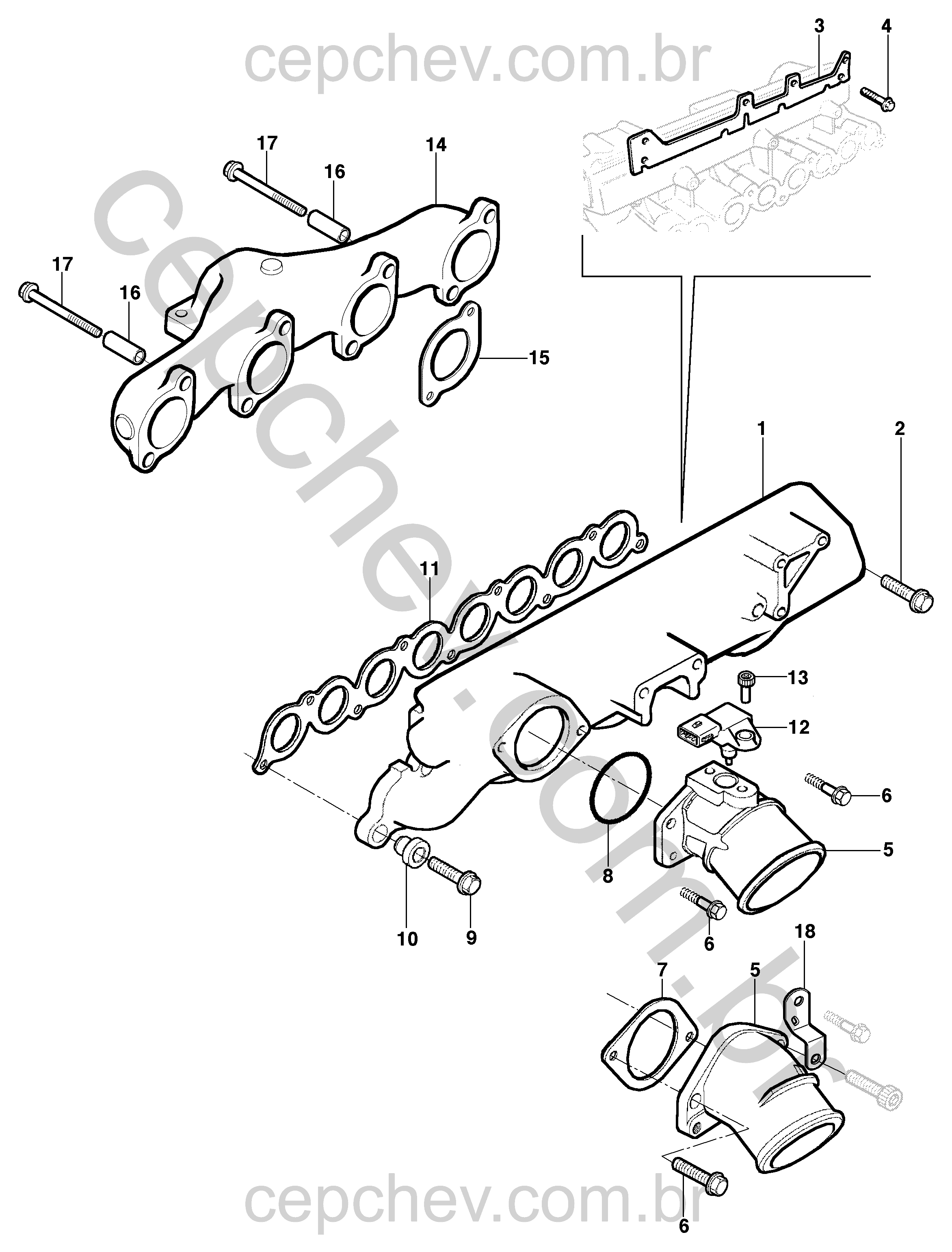 Coletor de admissão e escape para motor diesel LJ6/LLK