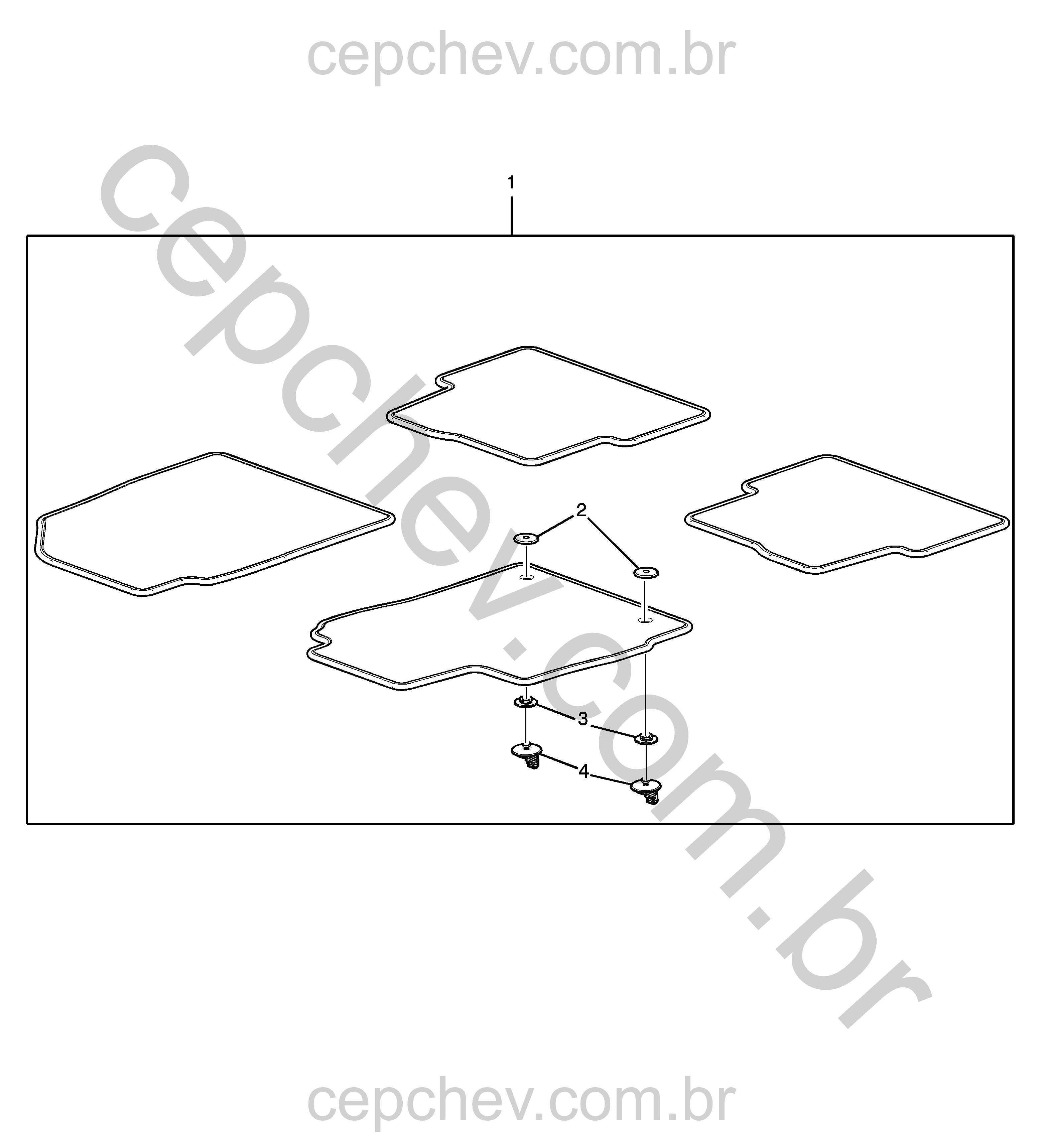 Pacote de tapetes e retentores para assoalho auxiliar (preto)