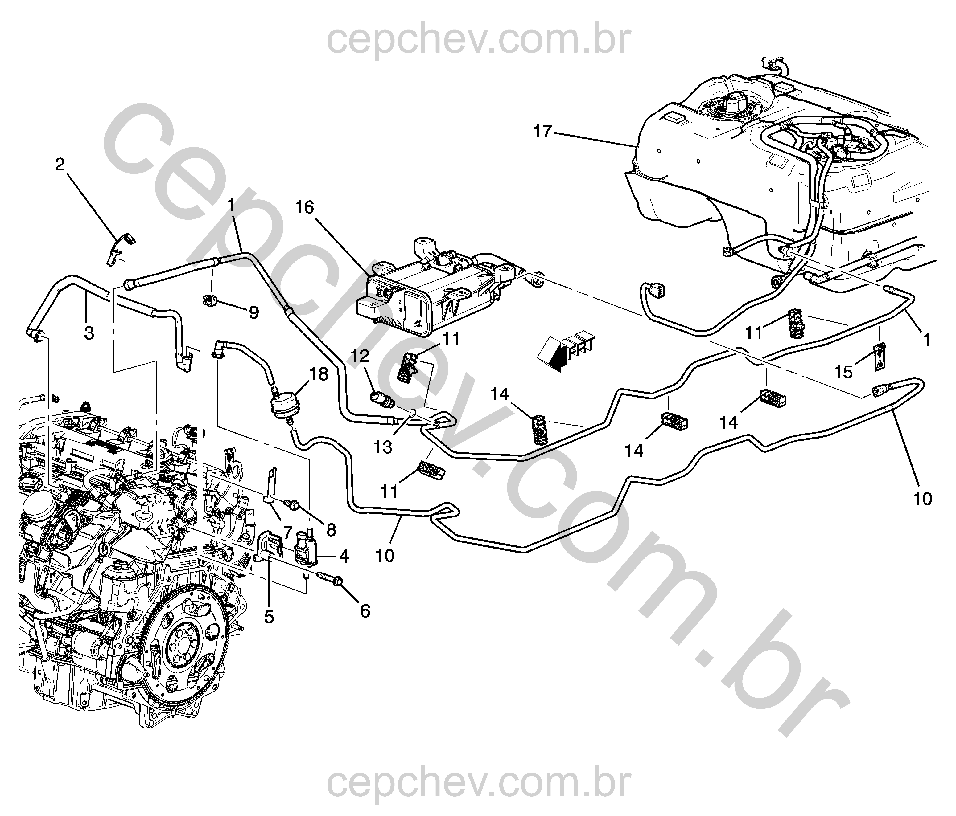 Sistema de fornecimento e emissão evaporativa de combustível (LAF/2,4C)