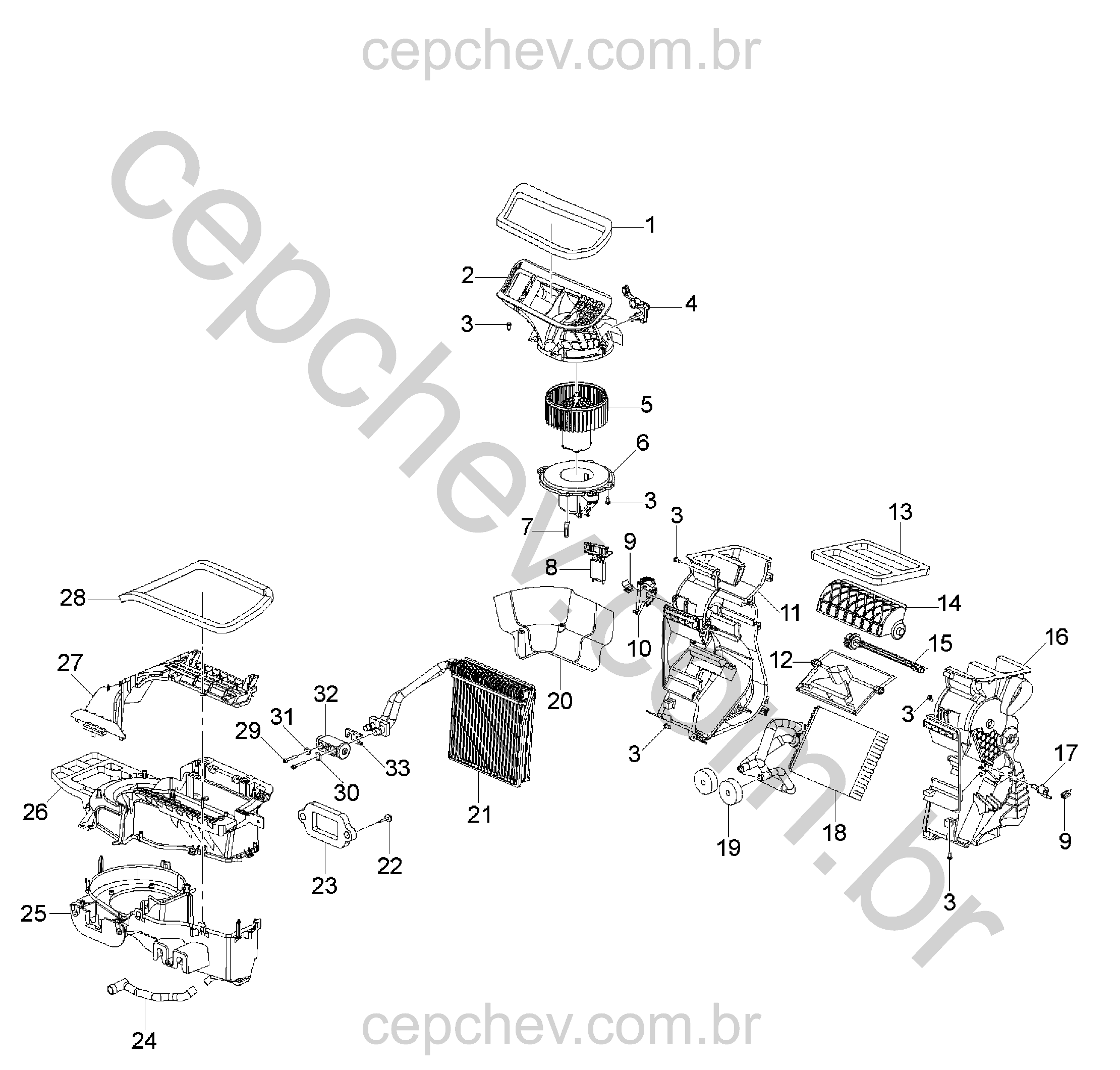 Conjunto módulo ar-condicionado e aquecedor (2011–2012)