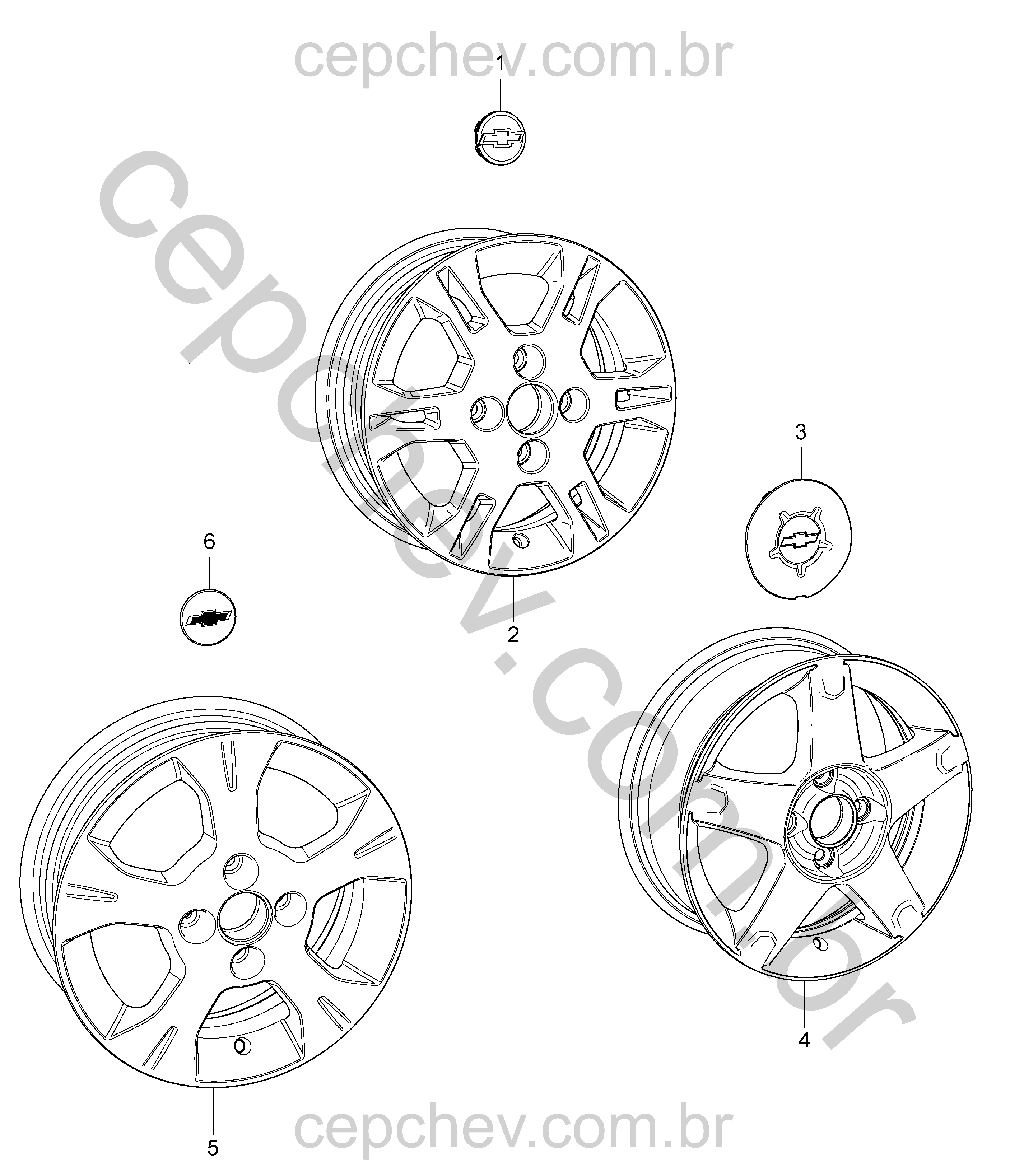 Rodas liga leve dianteira e traseira (14x5,5 a 16x6)