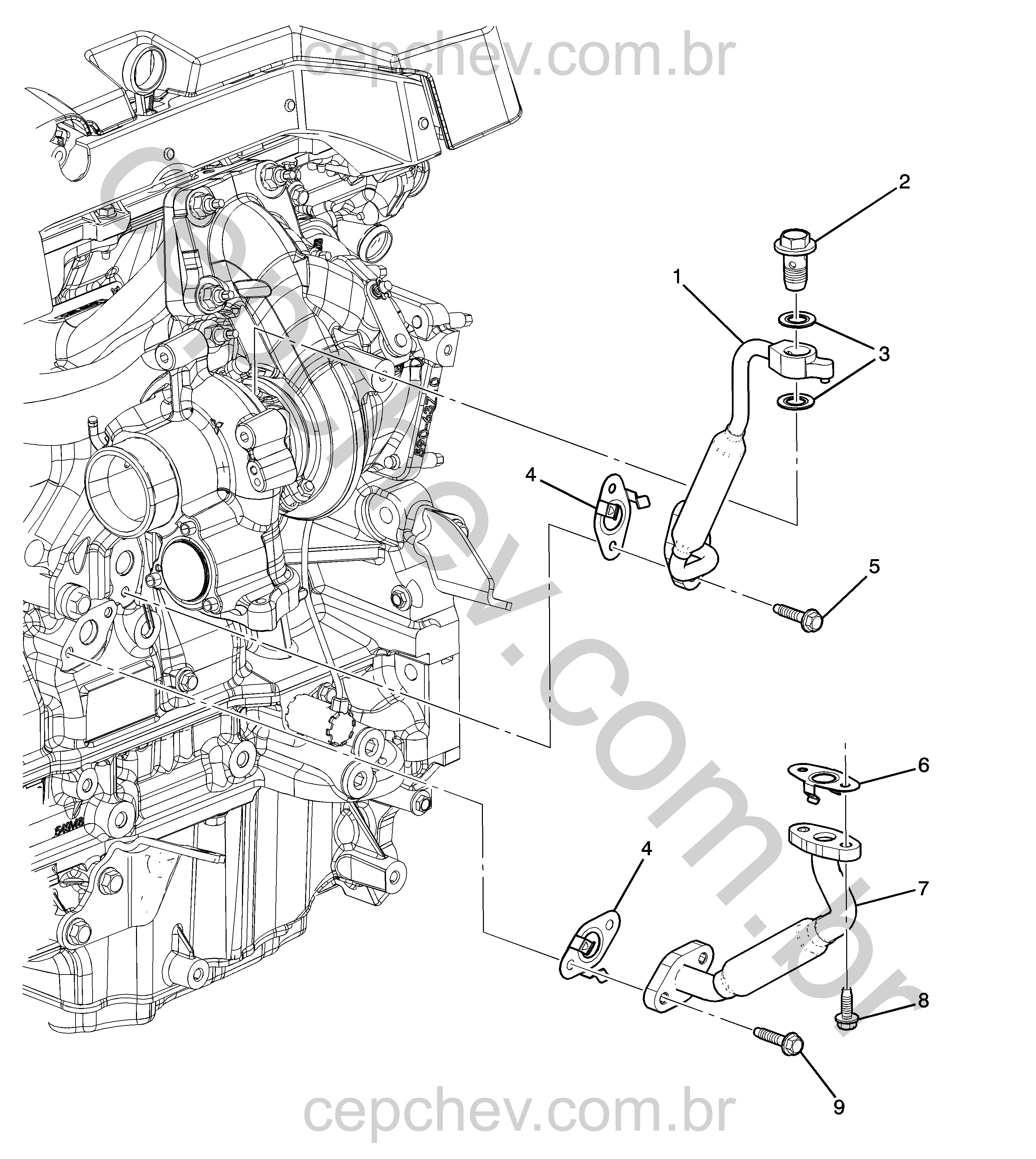 Sistema de lubrificação do turbo alimentador (LTG/2.0X) (2018–2019)