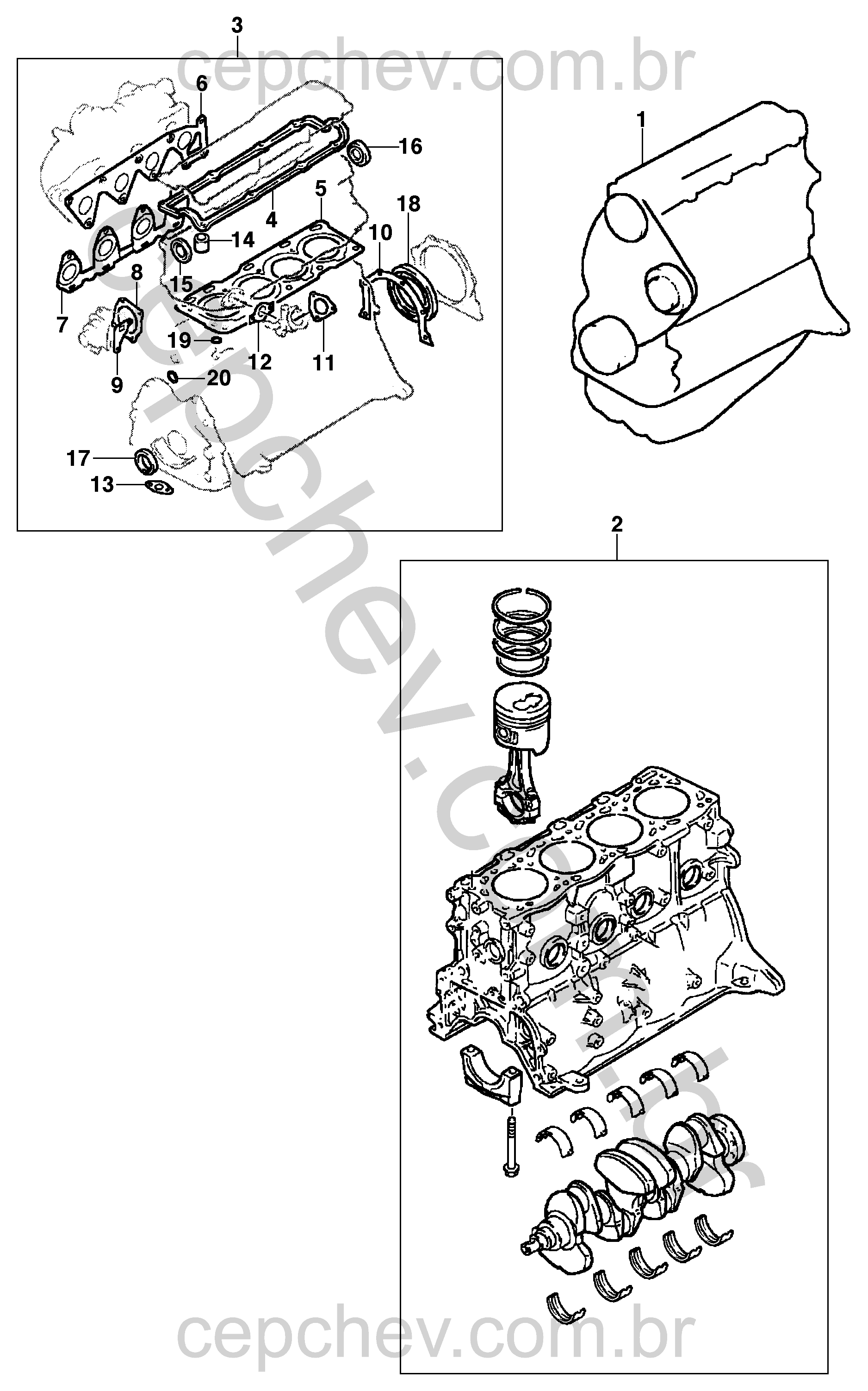 Motor completo e parcial diesel 2001 com juntas e vedadores essenciais