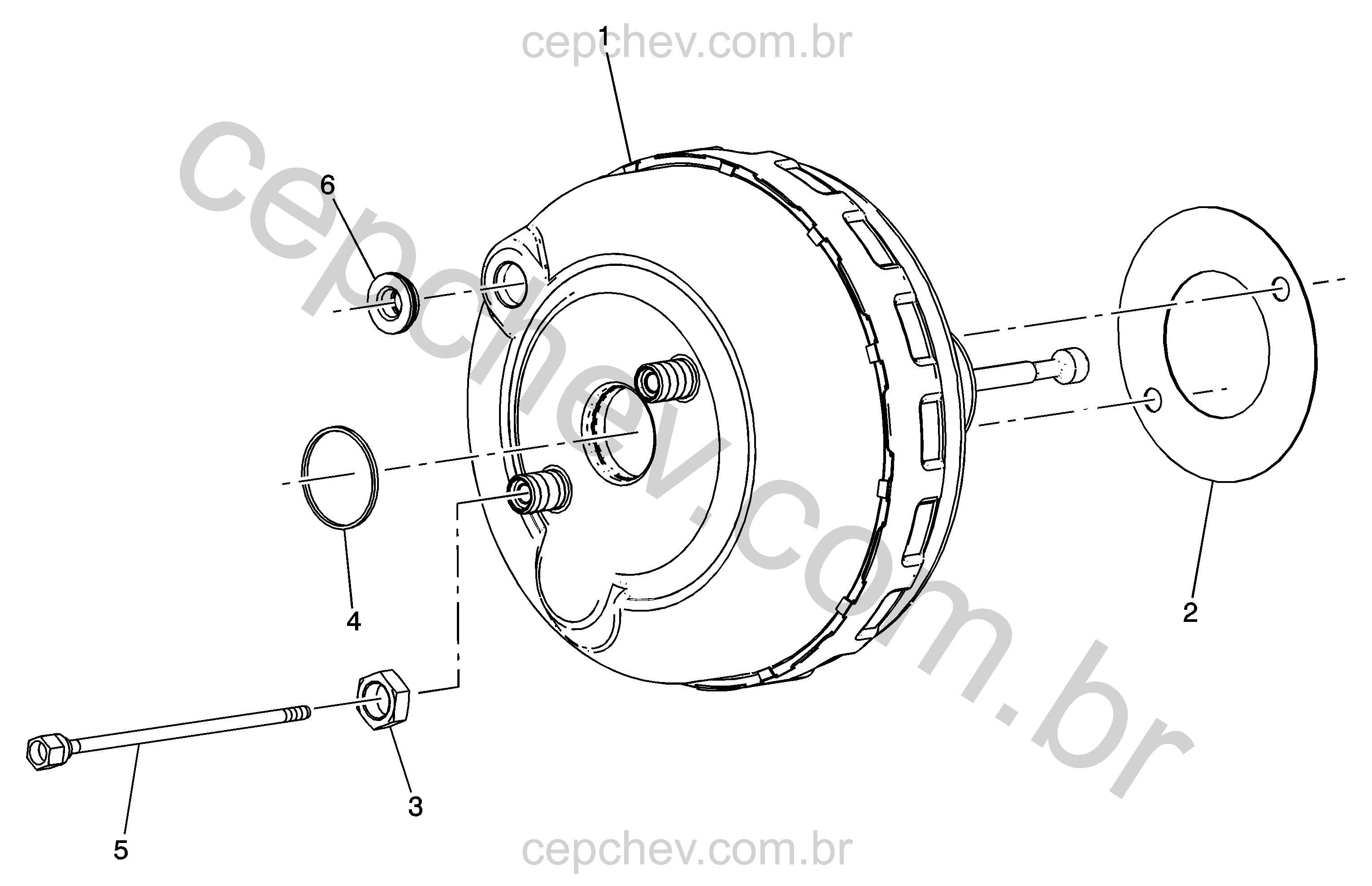 Servomotor do freio e cilindro mestre para sistema de freios