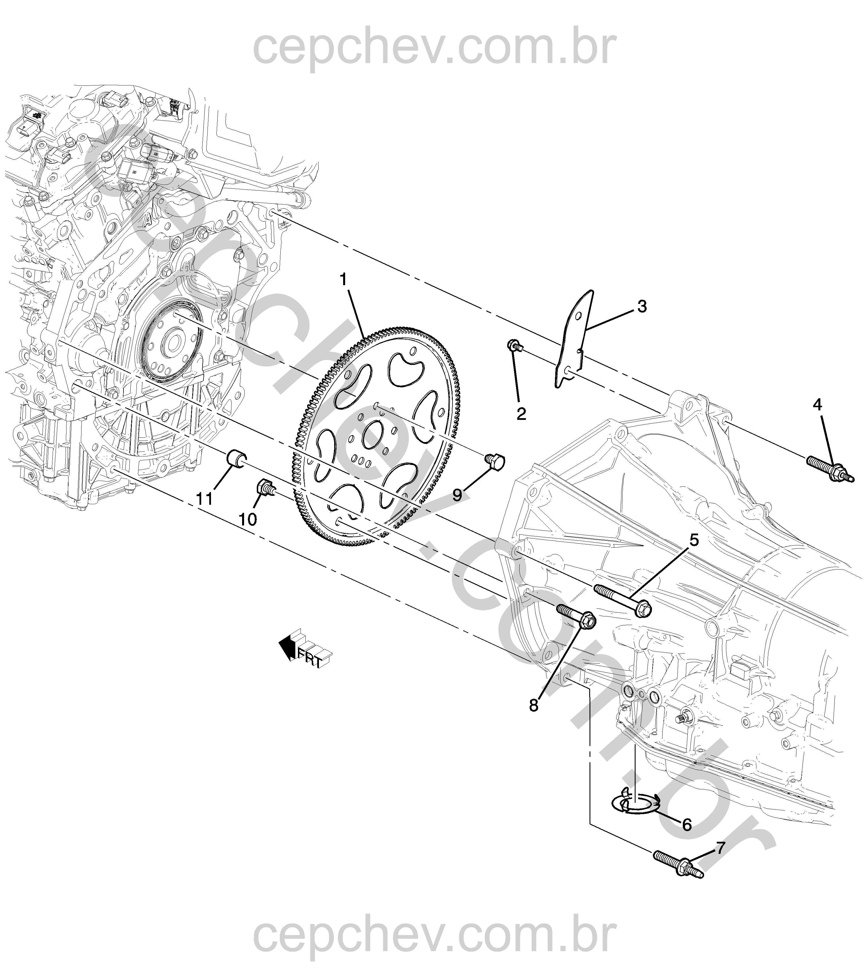 Fixação do motor e transmissão automática LGX 3.6S (M5T)