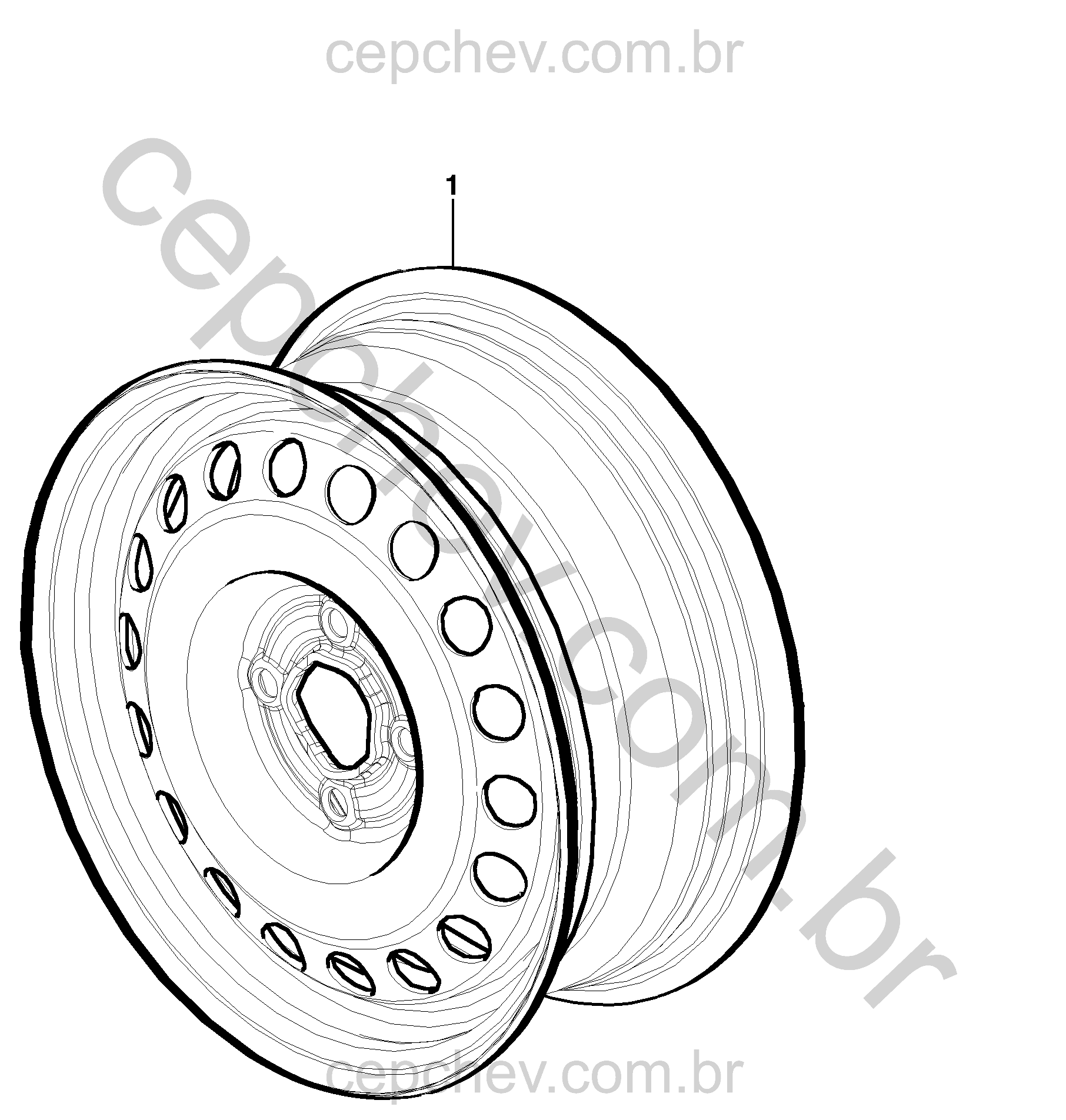 Rodas de aço dianteiras, traseiras e sobressalentes (14x5,5 a 16x6)