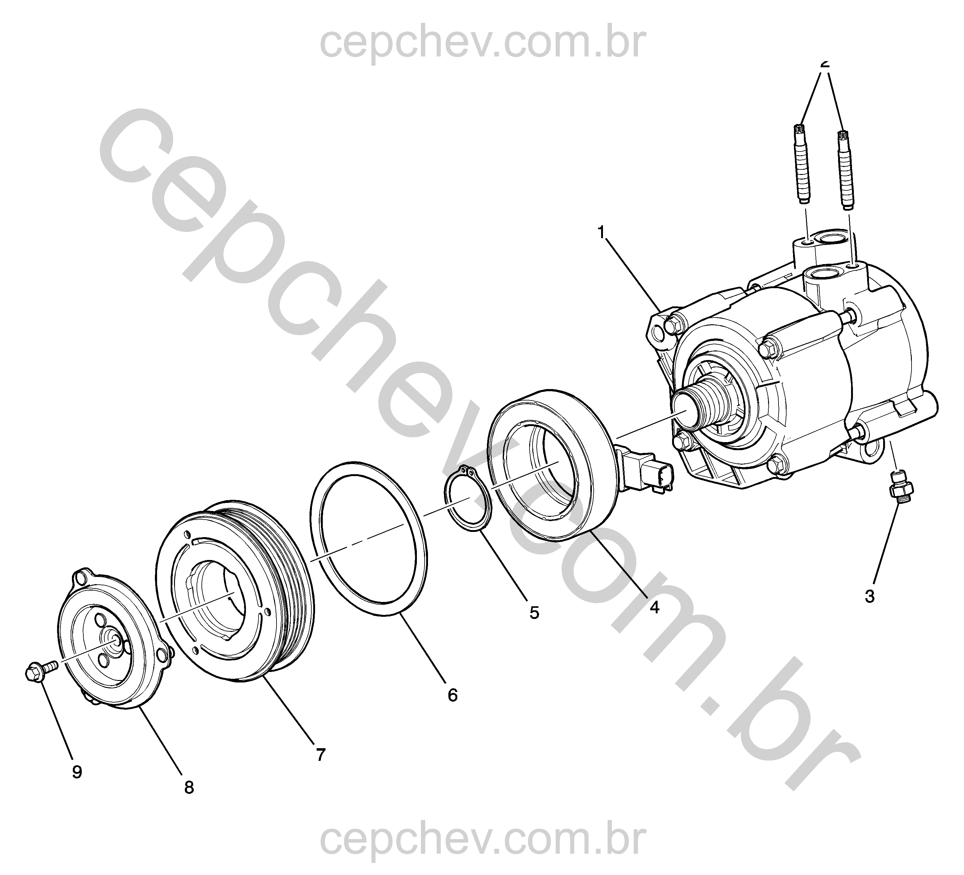 Compressor e componentes do ar-condicionado (LY7/3.6)