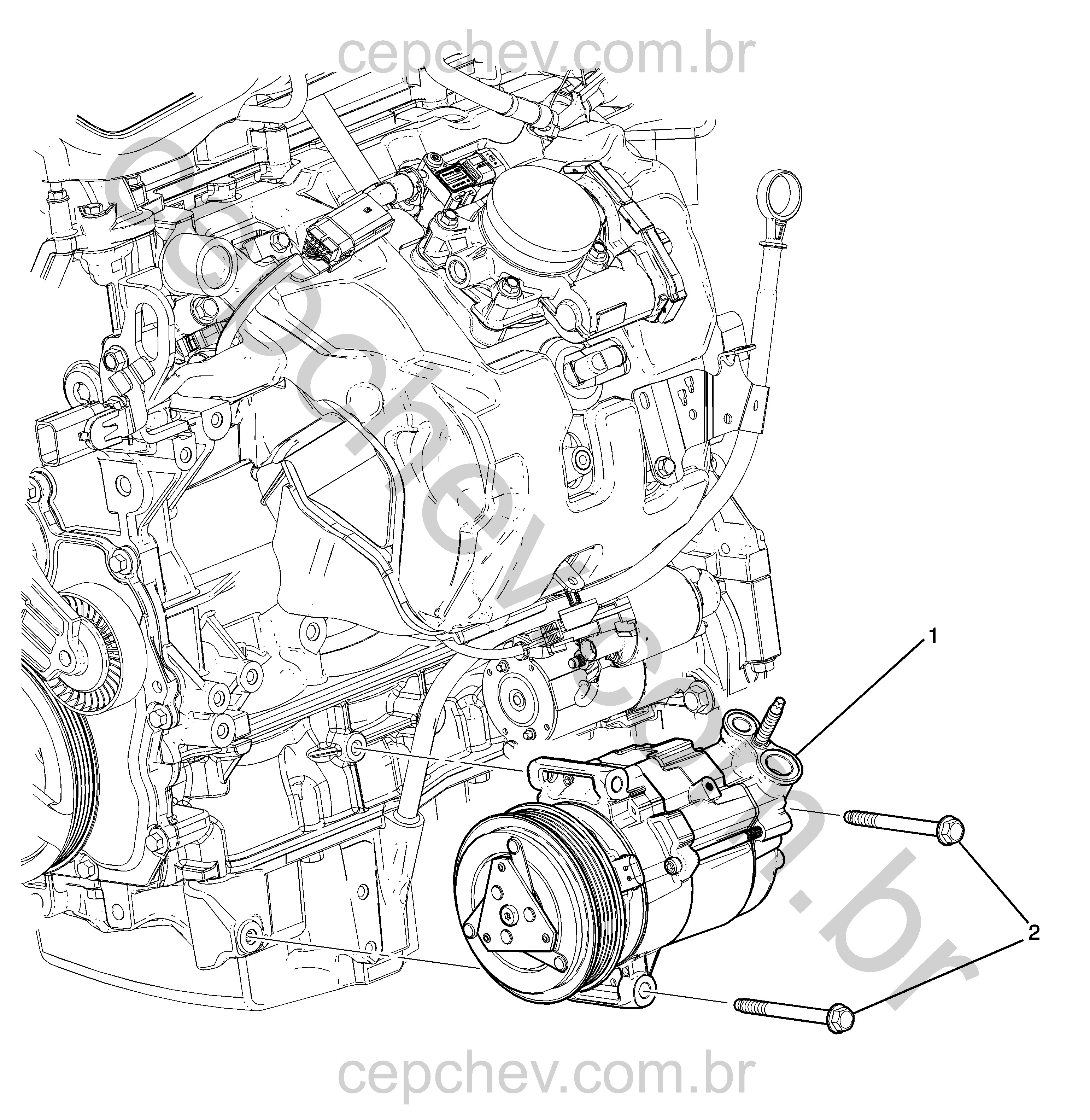 Ar condicionado e montagem do compressor (LAF/2,4C)
