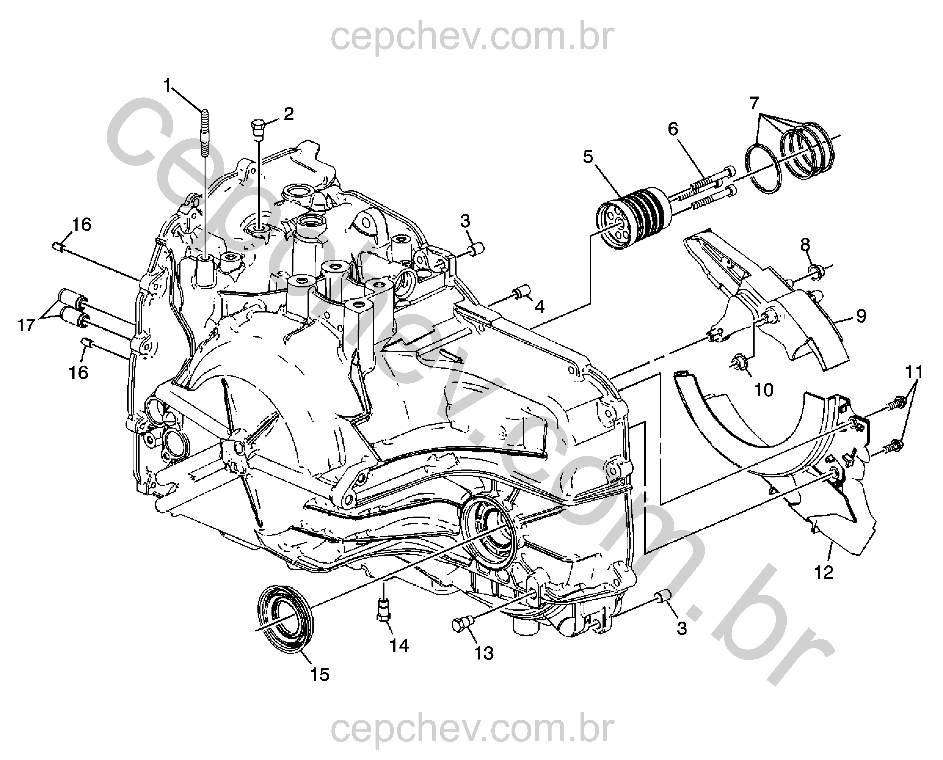 Transmissão automática caixa (2012) com vedação, suporte e fluido de lubrificação