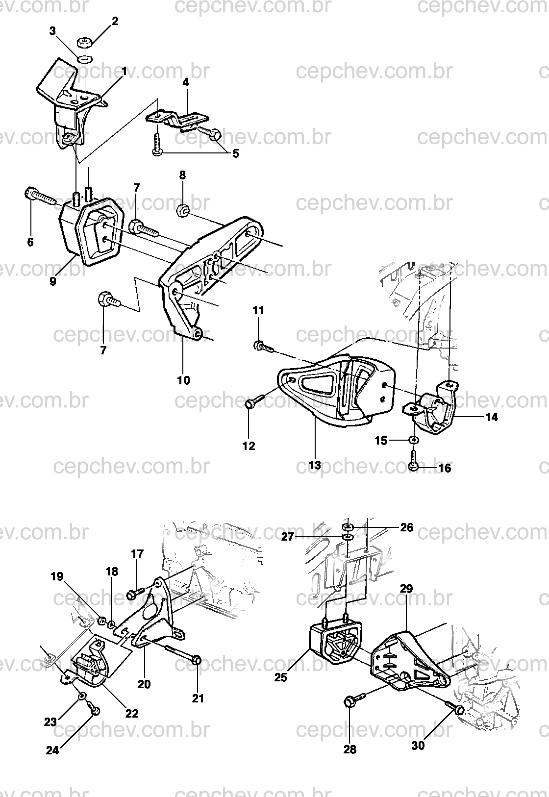 93253449 Monza 1982/1996 - SUPORTE dianteiro do motor lado