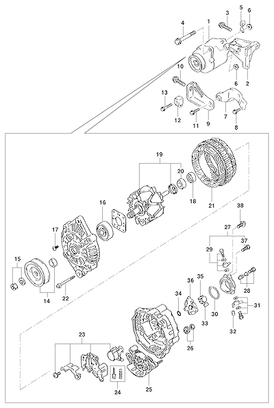 Imagem de Alternador e componentes para motor diesel (2001)