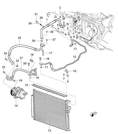 Imagem de Sistema de refrigeração do ar-condicionado (LAF/2,4C) com peças e vedações completas