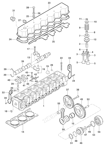 Imagem de Cabeçote do motor diesel LA5 MWM com válvulas e componentes associados