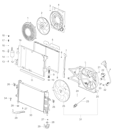 Imagem de Radiador e ventilador para motor gasolina/álcool e ar-condicionado