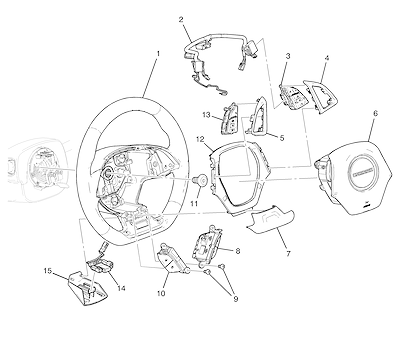 Imagem de Volante de direção com airbag, controle de rádio e interruptores (2022–2024)
