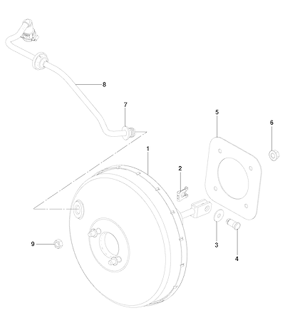 Imagem de Servomotor do freio e componentes do sistema de freio hidráulico