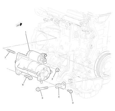 Imagem de Suporte e motor de arranque 1.4P (Lex) com parafusos e porcas associados