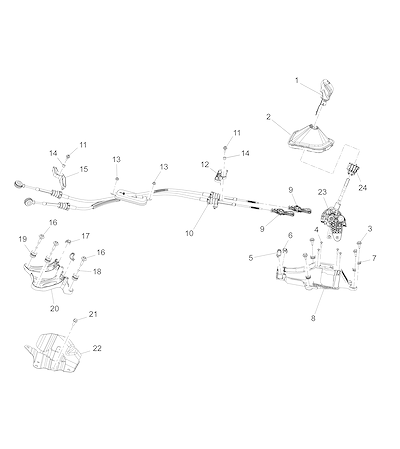 Imagem de Controles e suportes da alavanca e cabo da transmissão manual (M02, M07, MC0)