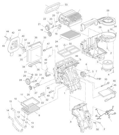 Imagem de Conjunto ar-condicionado e módulo do aquecedor automático com ventilação integrada