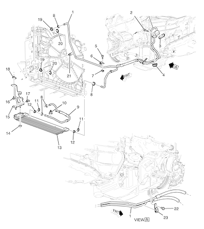 Imagem de Tubo e suporte do arrefecedor do fluido da transmissão automática dianteira