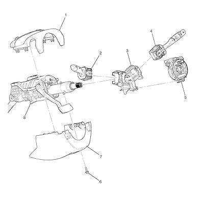 Imagem de Coluna de direção com interruptores, tampas e sensor de ângulo