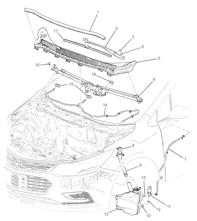 Imagem de Sistema limpador e motor do para-brisa com braços e bicos lavadores