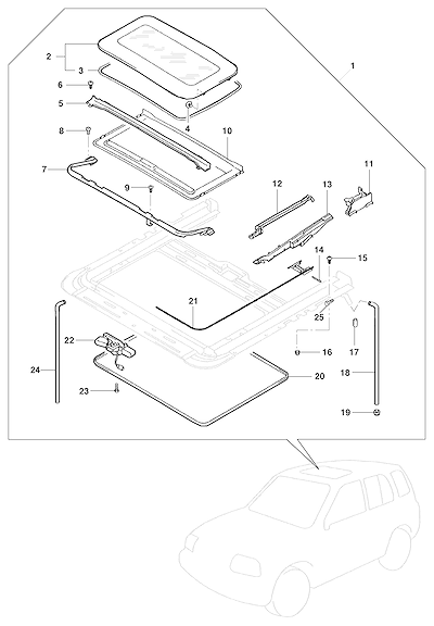 Imagem de Teto solar completo com motor, vidro, defletor, vedação e acessórios