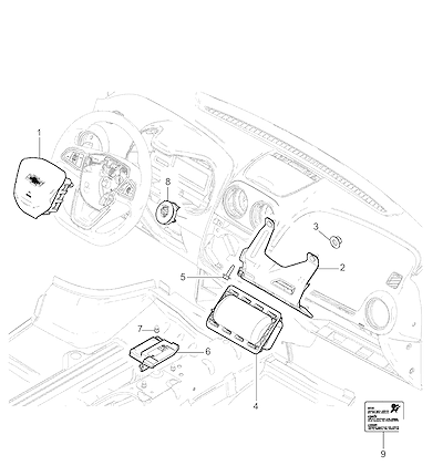 Imagem de Sistema airbag com módulos, sensores e componentes do painel e volante (AK5, LHD)