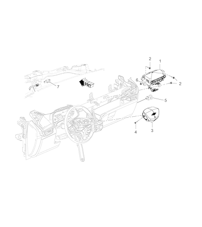 Imagem de Sistema airbag com componentes para volante e painel de instrumentos