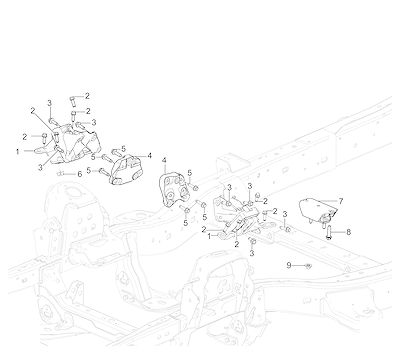 Imagem de Montagem motor e transmissão com suportes, coxins e fixações diversas