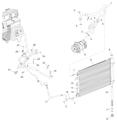 Imagem de Sistema de refrigeração e componentes do ar-condicionado automotivo