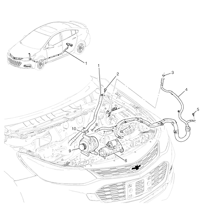 Imagem de Fixação do alternador, cabos e motor de partida com fiação elétrica