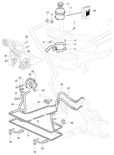 Imagem de Bomba e linha da direção hidráulica para sedan, hatch e pick-up
