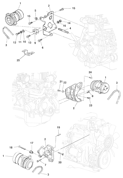 Imagem de Montagem e suporte do compressor do ar-condicionado e correia do motor