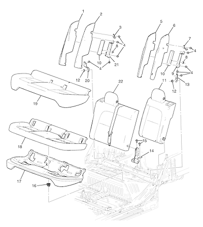 Imagem de Conjunto banco traseiro e fixação com airbag lateral (exceto aquecedor)
