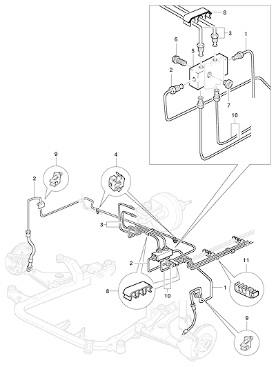 Imagem de Linha de freio com tubos, conectores e presilhas para sistema hidráulico