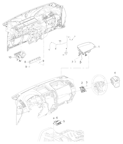 Imagem de Sistema airbag direção à esquerda com módulo, sensor e fiação elétrica