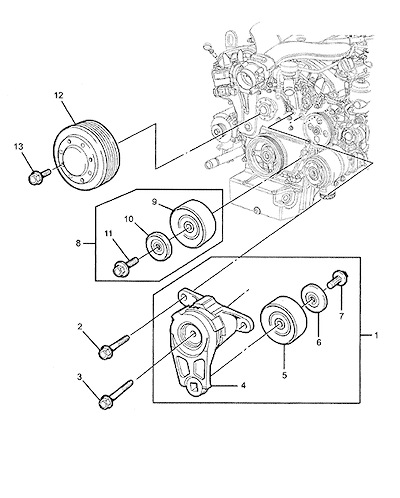 Imagem de Tensionador, polias e correia de acionamento motor V6 (LLT)