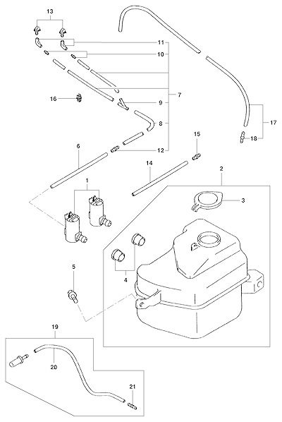 Imagem de Sistema do lavador do para-brisa e vidro traseiro completo