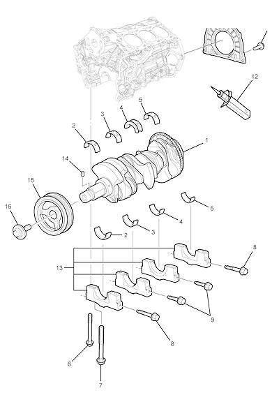 Imagem de Motor V6 eixo da manivela e rolamentos principais (LLT)