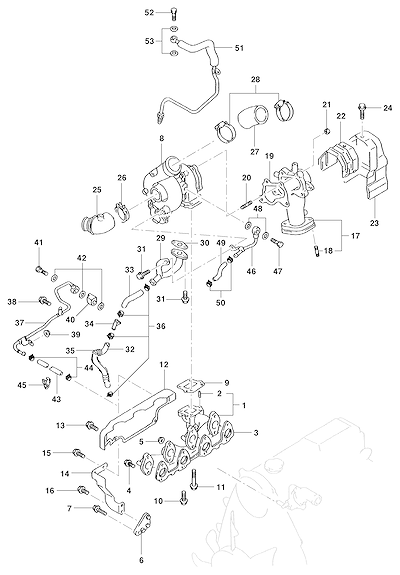 Imagem de Coletor de escapamento e turbocompressor motor diesel (2001)