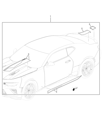 Imagem de Faixas e carroceria com decalques de desempenho V8 (2016–2018) (1)