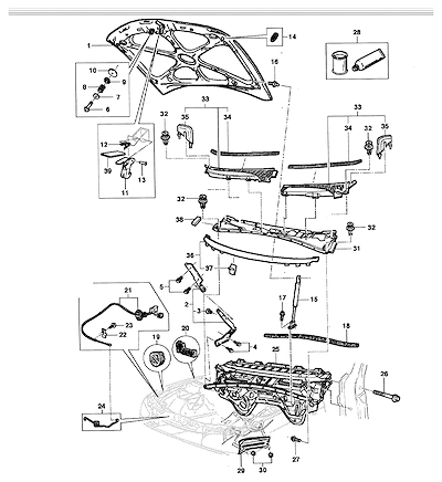 Imagem de Painel dash, capuz do motor e fixações (1999–2006)
