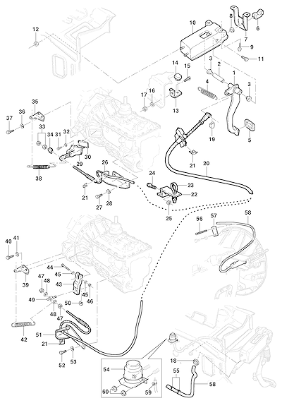 Imagem de Pedal e controle da embreagem para modelos 12/14/16 com cilindro e cabo