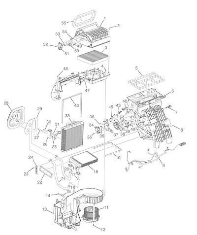 Imagem de Conjunto ar-condicionado e módulo do aquecedor automático com evaporador e soprador